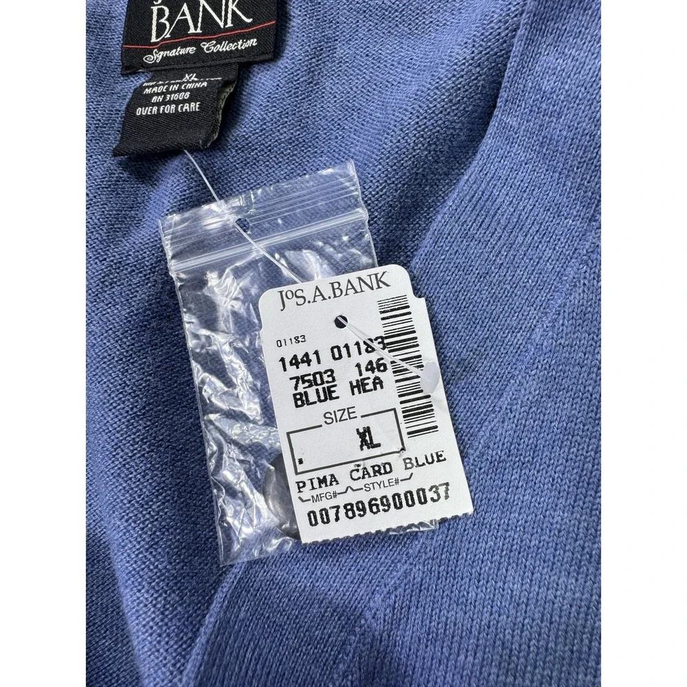Jos A Bank Signature XL Blue Pima Cotton Cardigan Sweater NWT V-Neck Classic XL